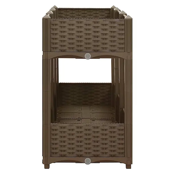 Furnicato Hochbeet - 120 x 40 x 71 cm, Kunststoff, Braun - Zweistöckiger brauner Pflanzkasten aus Kunststoff mit Rattan-Optik.