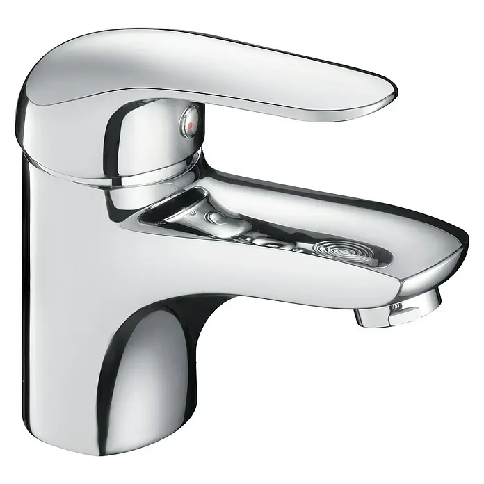 Cosmobath Halton Grifo de lavabo - Cromo, Brillante - Primer plano de un brillante grifo de lavabo cromado, que muestra un diseño moderno y funcionalidad para baños y cocinas.