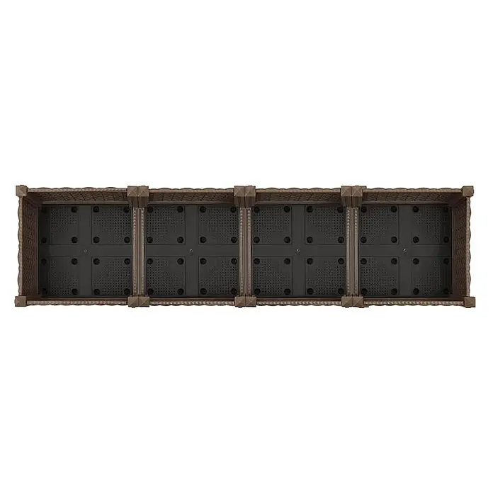 Furnicato Hochbeet - 160 x 40 x 71 cm, Kunststoff, Braun - Braunes, texturiertes Hochbeet aus Kunststoff mit modularen Sektionen und perforiertem Boden.