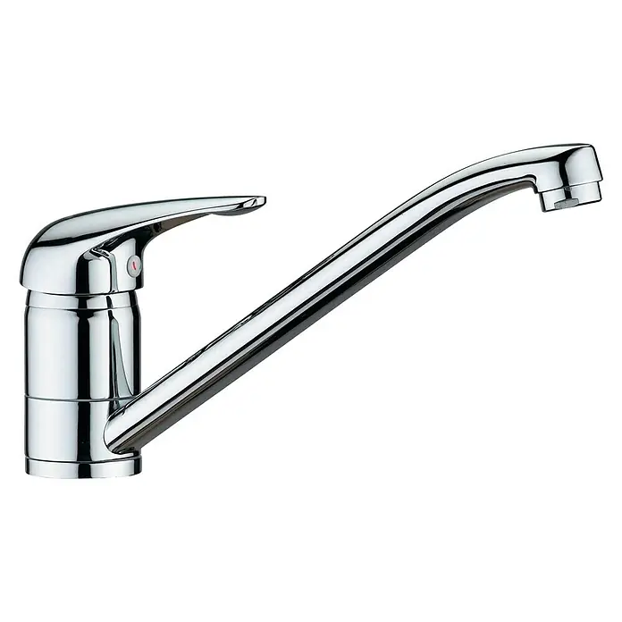 Cosmobath Grifo de cocina Oke - Giratoria, Cromo, Brillante - Grifo de cocina cromado con caño giratorio para instalación en fregadero. Acabado de alta calidad para un uso duradero.