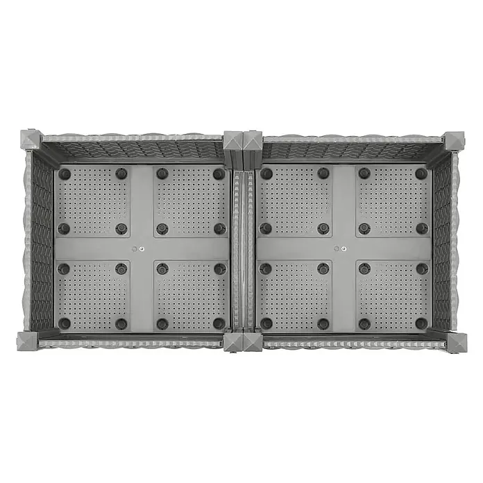 Furnicato Hochbeet - 40 x 80 x 71 cm, Kunststoff, Hellgrau - Draufsicht auf ein graues modulares Hochbeet mit perforiertem Boden und Eckverbindern.
