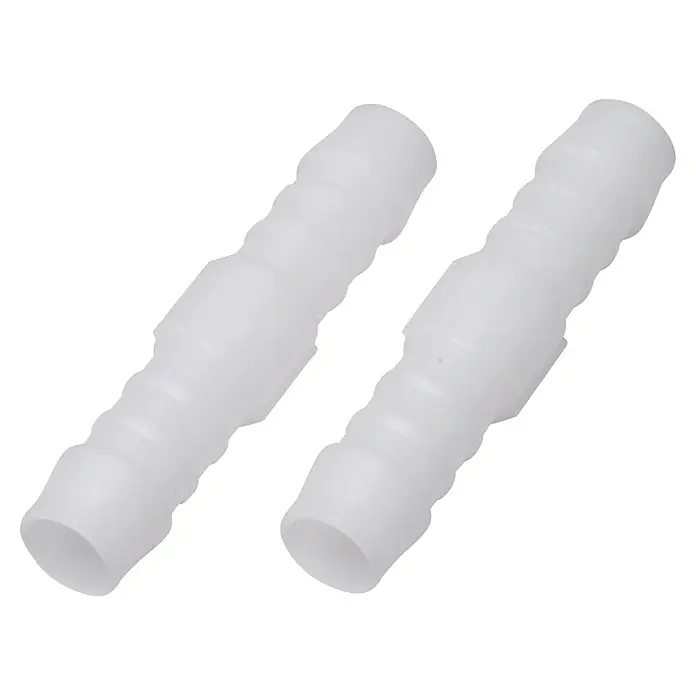 Floraworld Schlauchverbinder - Durchmesser: 12 mm, Kunststoff, Weiß, 2 Stk. - Zwei weiße Kunststoff-Schlauchverbinder mit Widerhaken zum Verbinden von Schläuchen.
