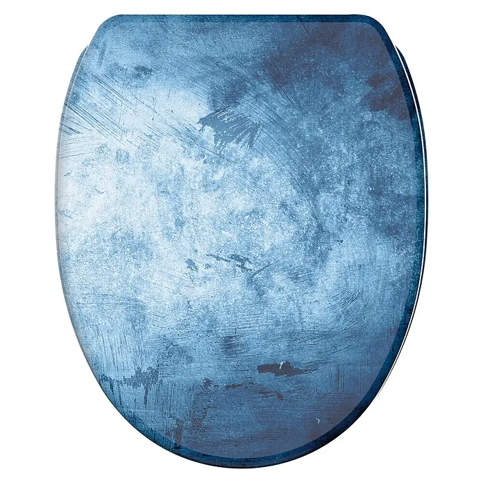 SANILO WC-Sitz Solium mit Schnellverschluss - MDF, Blau, Mit Absenkautomatik - Blau strukturierter Toilettensitzdeckel mit Used-Look.