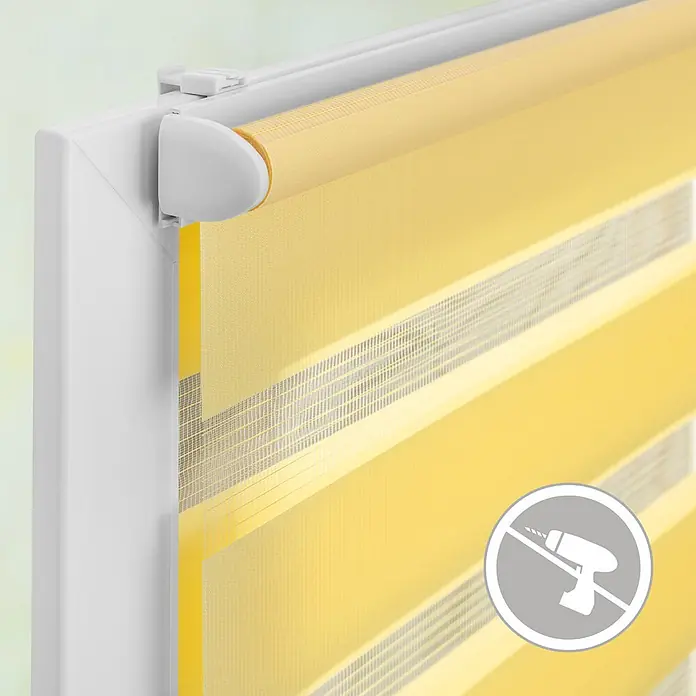 Lichtblick Doppelrollo -  - Gelbes Doppelrollo mit transparenten und blickdichten Streifen, klemmfix am Fensterrahmen für bohrfreie Montage.