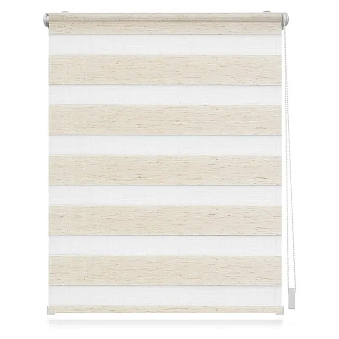 Lichtblick Doppelrollo -  - Beige-weiß gestreiftes Zebra-Rollo für Fenster.