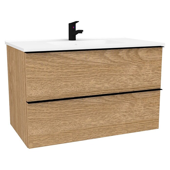 Kupaonski ormarić s umivaonikom Loft Wood  (Š x D x V: 75 x 46 x 55 cm, Smeđa) | BAUHAUS