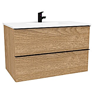 Kupaonski ormarić s umivaonikom Loft Wood (Š x D x V: 75 x 46 x 55 cm, Smeđa)