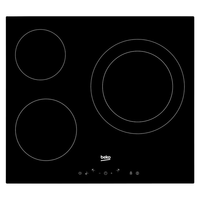 Beko Placa de cocción vitrocerámica HIC63402T (Número de fogones estándar: 3 ud., 5,7 kW, Vidrio) | BAUHAUS