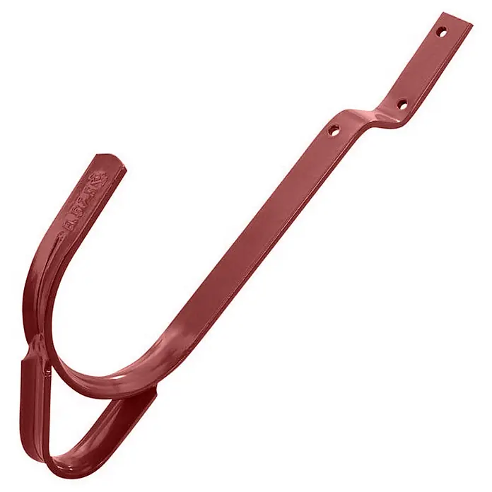 Munk Dachleiter Dachhaken für Biberziegel rotbraun -  - Roter Metall-Dachrinnenhaken mit U-förmiger Halterung und geradem Arm zur Dachmontage.