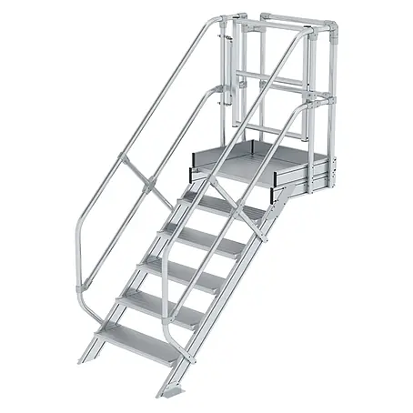MUNK Treppen-Modul 1250mm Plattformoberkante Aluminium geriffelt 6 Stufen
