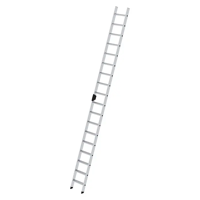 MUNK Stufenanlegeleiter mit Ergo-Pad ohne Traverse 18 Stufen -  - Silberne Aluminium-Anlegeleiter mit schwarzem Verriegelungsmechanismus.