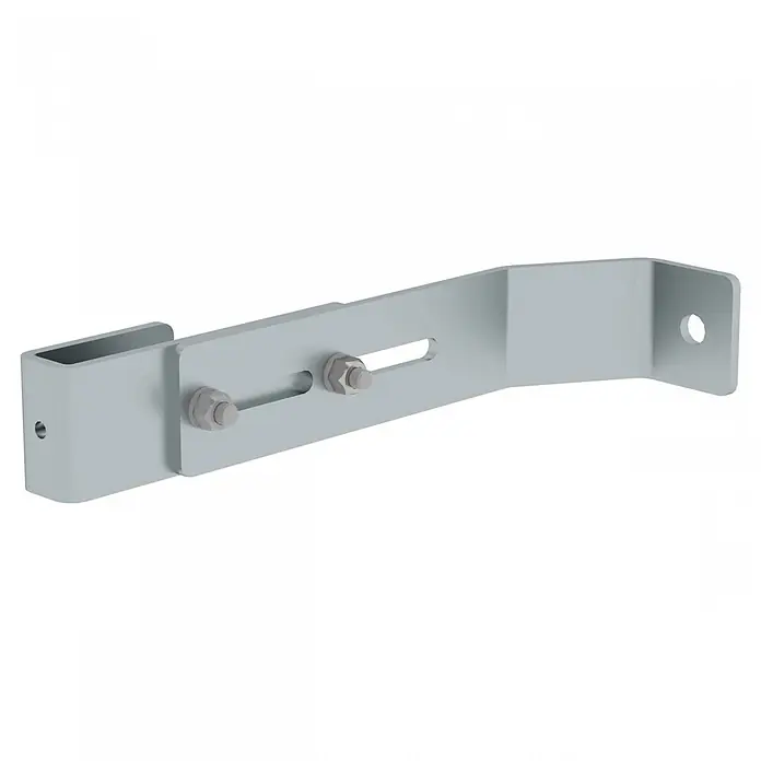 Munk Mehrzweckleiter Wandhalter für Schachtleitern verstellbar 200-250mm Stahl verzinkt 1 Stück - Stahl - Verstellbare graue Metallhalterung mit L- und U-förmigen Enden, verbunden durch zwei Schrauben in Langlöchern.