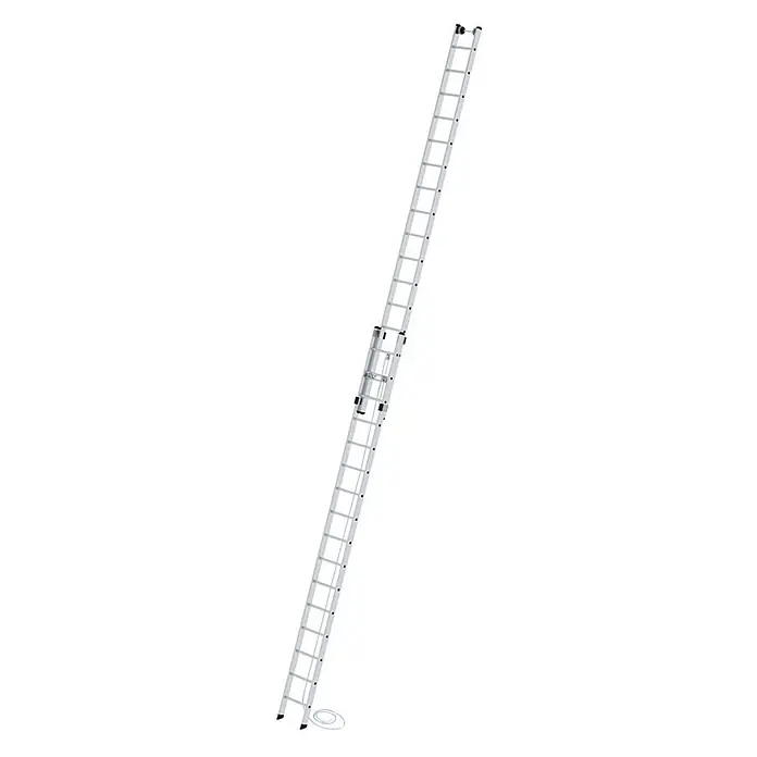 Munk Seilzugleiter Seilzugleiter 2-teilig ohne Traverse 2x16 Sprossen - Anzahl Tritte: 16 Stk., Arbeitshöhe: 9.400 m, Aluminium - Silberfarbene Ausziehleiter aus Metall mit Seilzug zum Höhenverstellen.