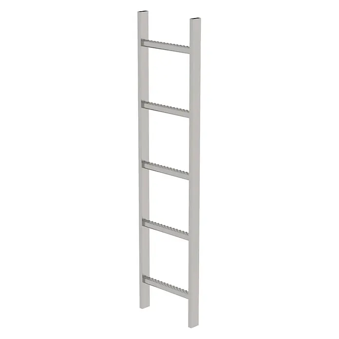 Munk Steigleiter Schachtleiter aus Edelstahl 300mm breit 5 Sprossen 1,40m lang - Anzahl Tritte: 5 Stk., Edelstahl - Graue Metallleiter mit fünf geriffelten Anti-Rutsch-Sprossen.