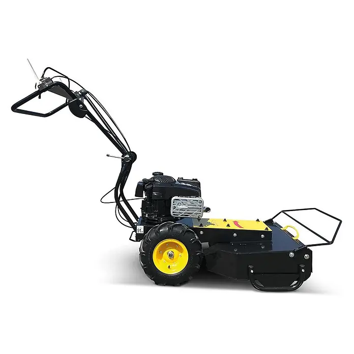 Bamato Benzin-Rasenmäher GM-875 - 223 cm³, Schnittbreite: 580 mm - Schwarz-gelber, handgeführter Freischneider mit großen, robusten Rädern und Lenker.