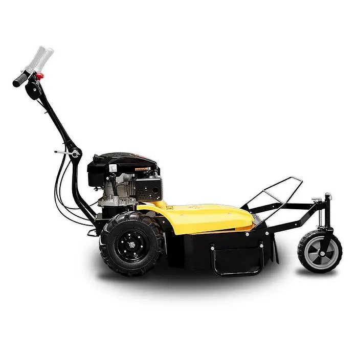 Bamato Benzin-Rasenmäher GM-200 - 3.600 W, 196 cm³, Schnittbreite: 550 mm - Gelber und schwarzer Wiesenmäher mit großen Hinterrädern, Motor und einem vorderen Stützrad, für anspruchsvolles Grasschneiden.