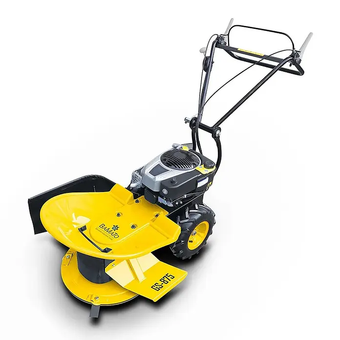 Bamato Benzin-Rasenmäher GS-875 - 223 cm³, Schnittbreite: 640 mm - Gelber und schwarzer BAMATO GS-875 Einachser-Freischneider mit Benzinmotor.