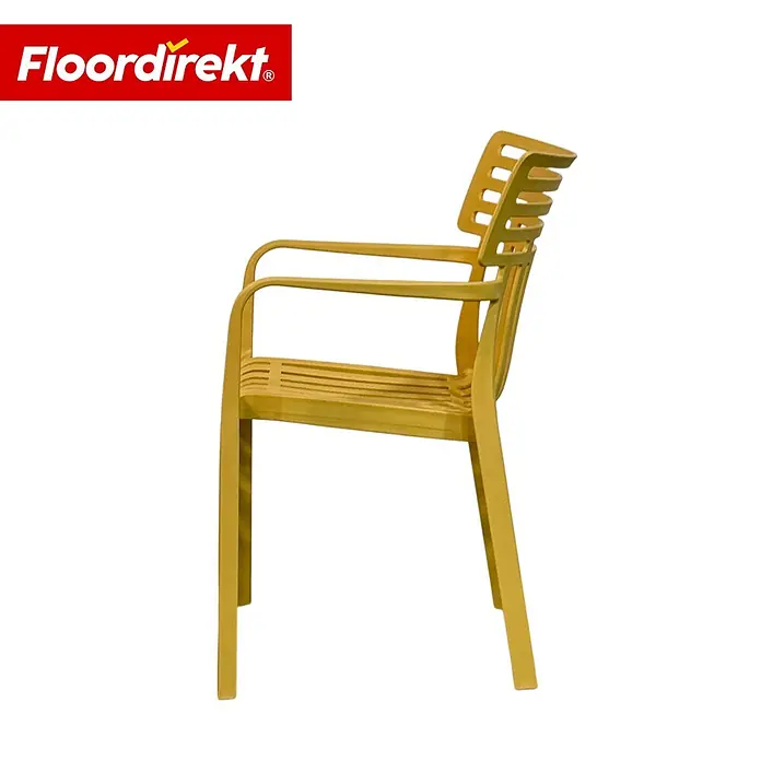 Floordirekt Gartenstuhl-Set Sitwell 6er Set Gelb - Polypropylen, Gelb - Gelber Outdoor-Stuhl mit Armlehnen und einer Lamellensitzfläche und -lehne.
