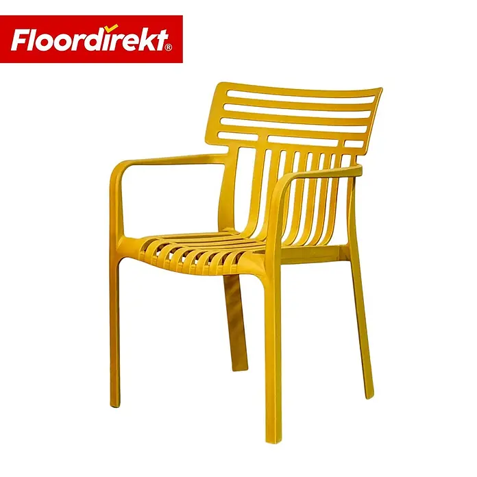 Floordirekt Gartenstuhl-Set Sitwell 6er Set Gelb - Polypropylen, Gelb - Gelber Plastiksessel mit Lamellen.