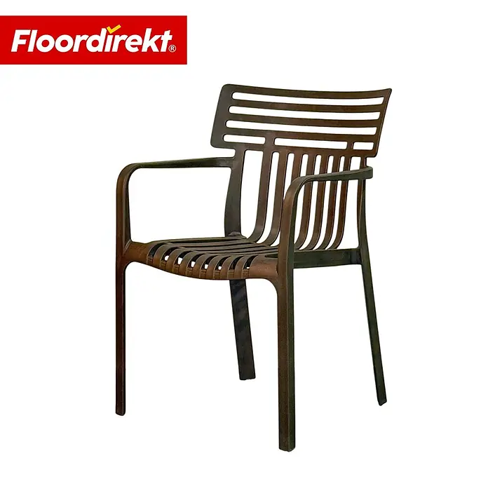 Floordirekt Gartenstuhl-Set Sitwell 6er Set Anthrazit - Polypropylen, Anthrazit - Dunkelbronzefarbener Latten-Sessel mit Armlehnen.