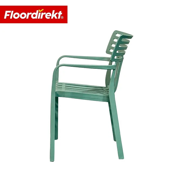 Floordirekt Gartenstuhl Terrano Grün - Polypropylen, Grün - Grüner Lattenstuhl mit Armlehnen.