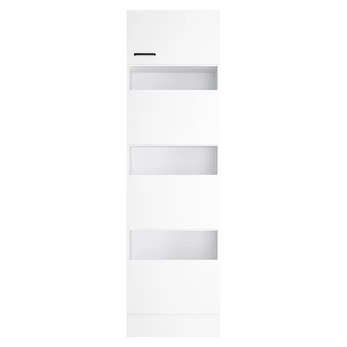Optifit Optimulti Wäscheschrank Bonn214 -  - Weißes, modulares Aufbewahrungselement mit drei offenen Fächern und schwarzem Griff oben.