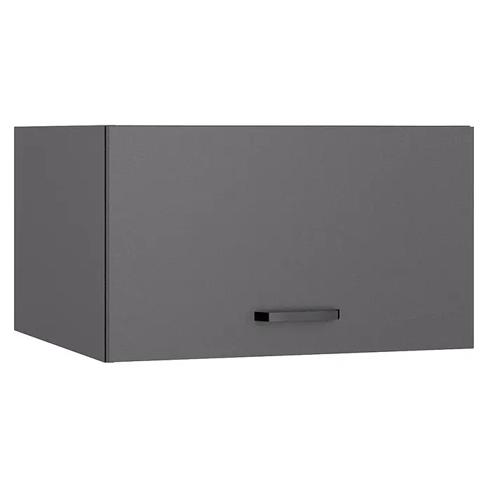 Optifit Optimulti Küchen-Aufsatzschrank Kiel420 - L x B x H: 57,1 x 60 x 35,2 cm, Anthrazit - Strukturierter grauer Hängeschrank mit schwarzem Griff.