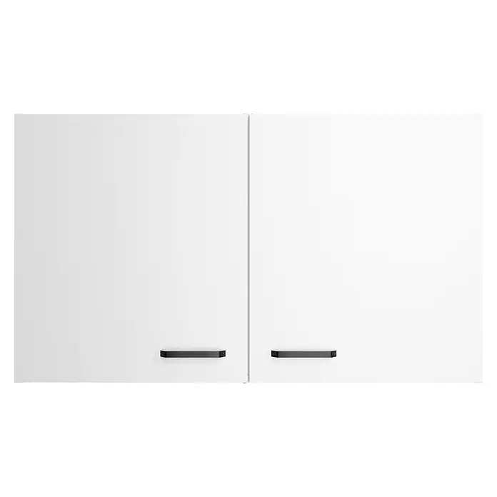 Optifit Optimulti Küchen-Hängeschrank Bonn214 - B x T x H: 100 x 33 x 57,6 cm, Weiß - Zwei weiße Schranktüren mit schwarzen Griffen.