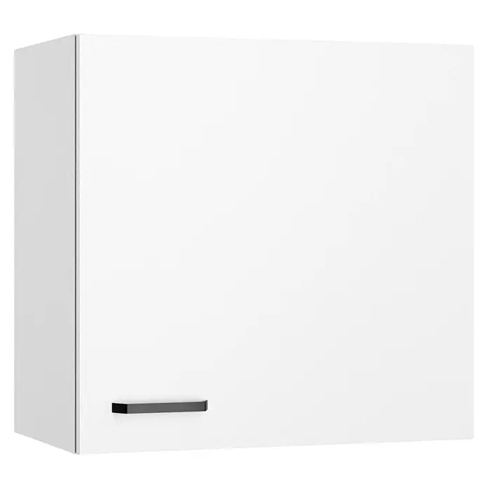 Optifit Optimulti Küchen-Hängeschrank Bonn214 - B x T x H: 60 x 33 x 57,6 cm, Weiß - Weißer Wandschrank mit schwarzem Horizontalgriff.