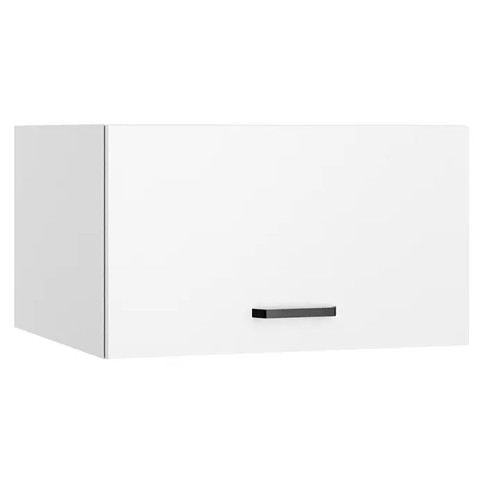 Optifit Optimulti Küchen-Aufsatzschrank Bonn214 - L x B x H: 57,1 x 60 x 35,2 cm, Weiß - Weißer Wandschrank mit dunkelgrauem Stangengriff.