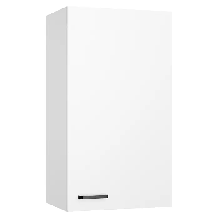 Optifit Optimulti Küchen-Hängeschrank Bonn214 - B x T x H: 50 x 33 x 89,6 cm, Weiß - Weißer Hängeschrank mit schwarzem, horizontalem Griff unten.