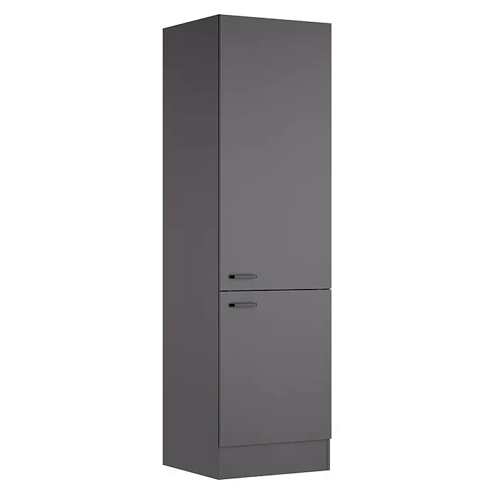 Optifit Optimulti Küchen-Hochschrank Kiel420 - B x T x H: 60 x 55,5 x 210 cm, Anthrazit - Anthrazitgrauer Hochschrank mit zwei Türen und modernen Stangengriffen.