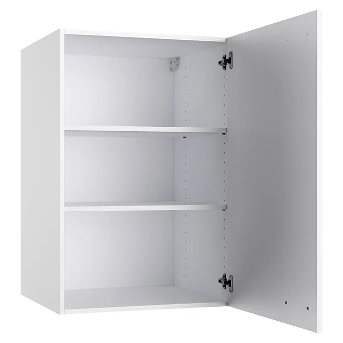 Optifit Optimulti Küchen-Hängeschrank Bonn214 - B x T x H: 60 x 55,5 x 89,6 cm, Weiß - Weißer offener Schrank mit verstellbaren Regalböden und Scharnieren.
