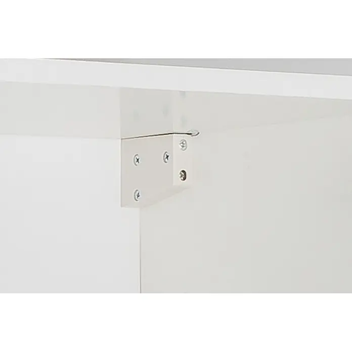 Optifit Optimulti Miniküche Bonn214 - Breite: 100 cm, Weiß, Mit 2-Platten-Kochfeld - Weißer Kunststoff-Scharnierwinkel mit Schrauben, der zwei Platten verbindet.