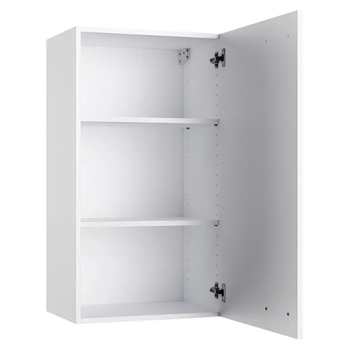 Optifit Optimulti Küchen-Hängeschrank Bonn214 - B x T x H: 50 x 33 x 89,6 cm, Weiß - Weißer Wandschrank mit offener Tür und zwei verstellbaren Regalböden.