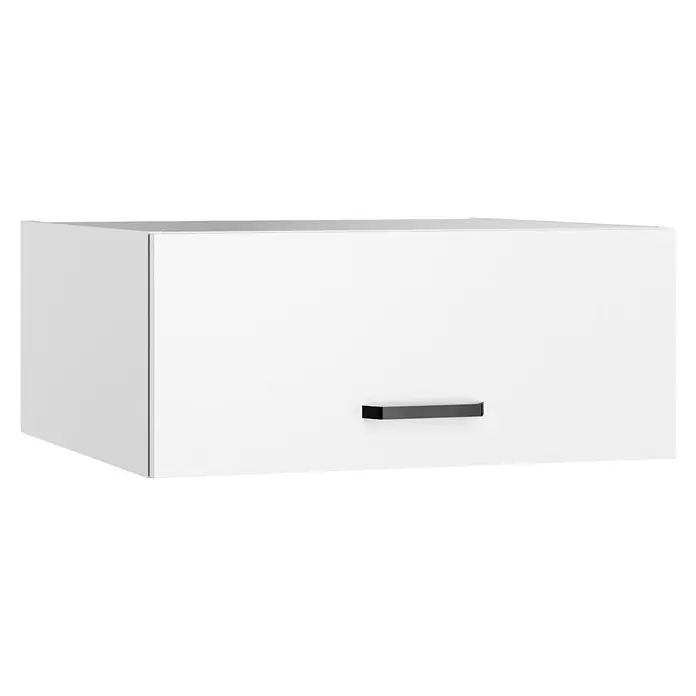 Optifit Optimulti Küchen-Aufsatzschrank Bonn214 - L x B x H: 57,1 x 60 x 25,6 cm, Weiß - Weißer Wandschrank mit schwarzem Horizontalgriff.