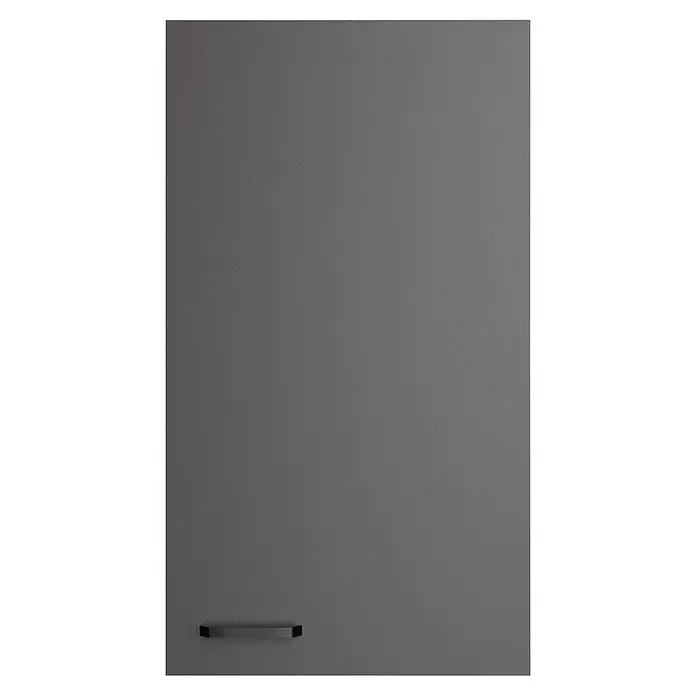 Optifit Optimulti Küchen-Hängeschrank Kiel420 - Anthrazit - Dunkelgraue texturierte Platte mit schwarzem horizontalem Griff unten links.