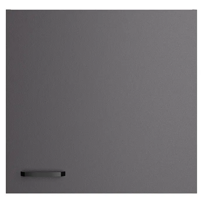 Optifit Optimulti Küchen-Hängeschrank Kiel420 - Anthrazit - Dunkelgraue Schranktür mit minimalistischem schwarzem Griff unten links.