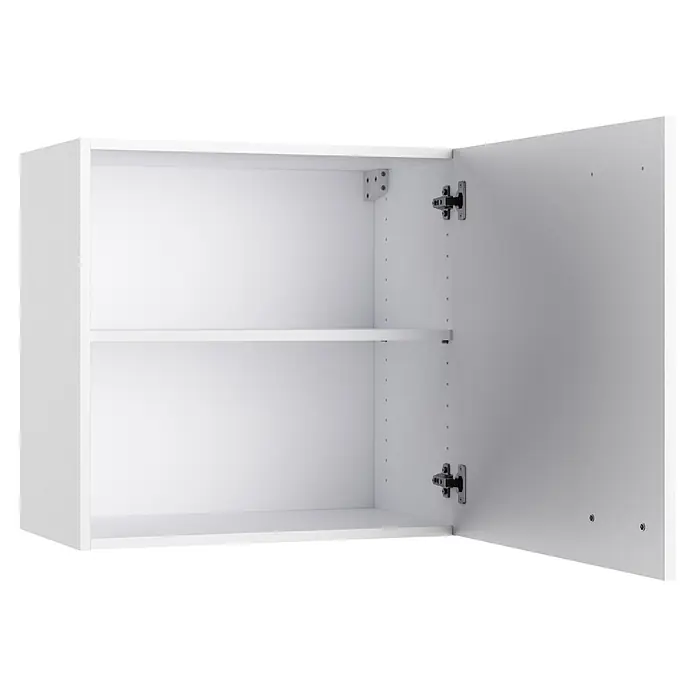 Optifit Optimulti Küchen-Hängeschrank Bonn214 - B x T x H: 60 x 33 x 57,6 cm, Weiß - Weißer offener Wandschrank mit verstellbarem Regalbrett und sichtbaren Scharnieren.