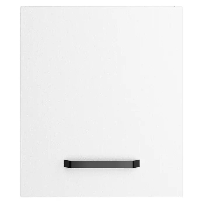 Optifit Optimulti Küchen-Aufsatzschrank Bonn214 - L x B x H: 57,1 x 30 x 35,2 cm, Weiß - Schwarzer rechteckiger Griff mit abgeschrägten Enden.