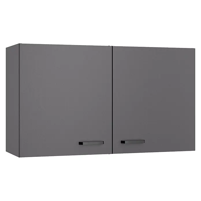 Optifit Optimulti Küchen-Hängeschrank Kiel420 - Anthrazit - Dunkelgrauer Wandschrank mit zwei Türen und schlichten Griffen, ideal für Küche oder Abstellraum.