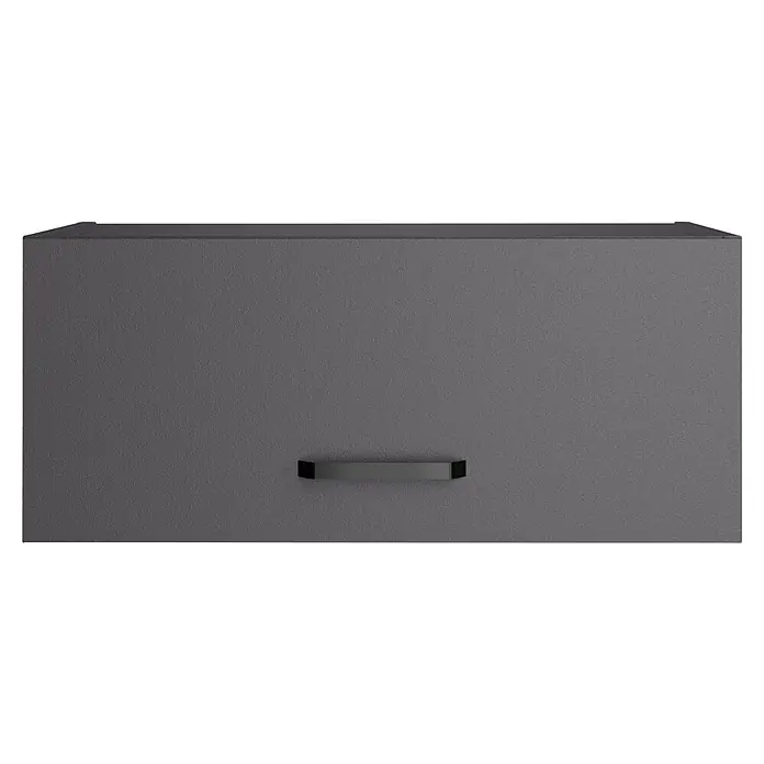 Optifit Optimulti Küchen-Aufsatzschrank Kiel420 - L x B x H: 57,1 x 60 x 25,6 cm, Anthrazit - Dunkelgraue, texturierte Schubladenfront mit schwarzem, rechteckigem Griff.