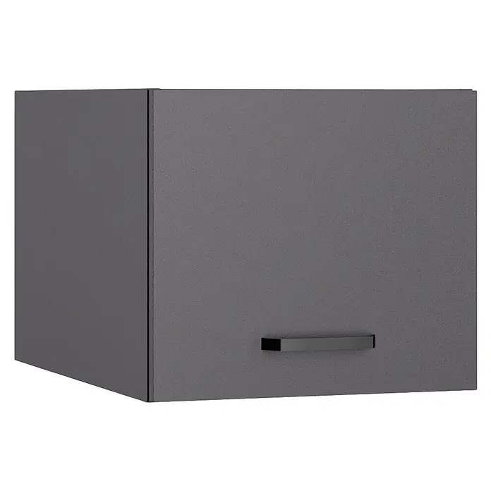 Optifit Optimulti Küchen-Aufsatzschrank Kiel420 - L x B x H: 57,1 x 40 x 35,2 cm, Anthrazit - Dunkelgrauer Schrank mit schwarzem Griff.