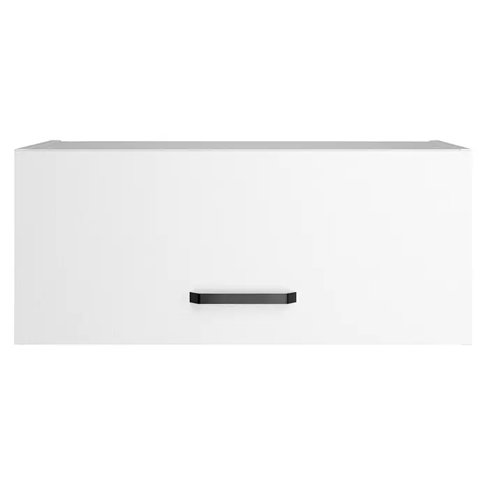 Optifit Optimulti Küchen-Aufsatzschrank Bonn214 - L x B x H: 57,1 x 60 x 25,6 cm, Weiß - Weiße Schranktür mit schwarzem minimalistischem Griff.