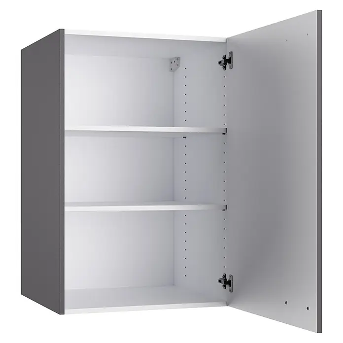 Optifit Optimulti Küchen-Hängeschrank Kiel420 - B x T x H: 60 x 55,5 x 89,6 cm, Anthrazit - Grau-weißer offener Wandschrank mit drei verstellbaren Einlegeböden.