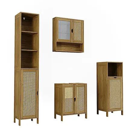 Vicco  Badmöbel-Set Liora Bambus 4 Teile