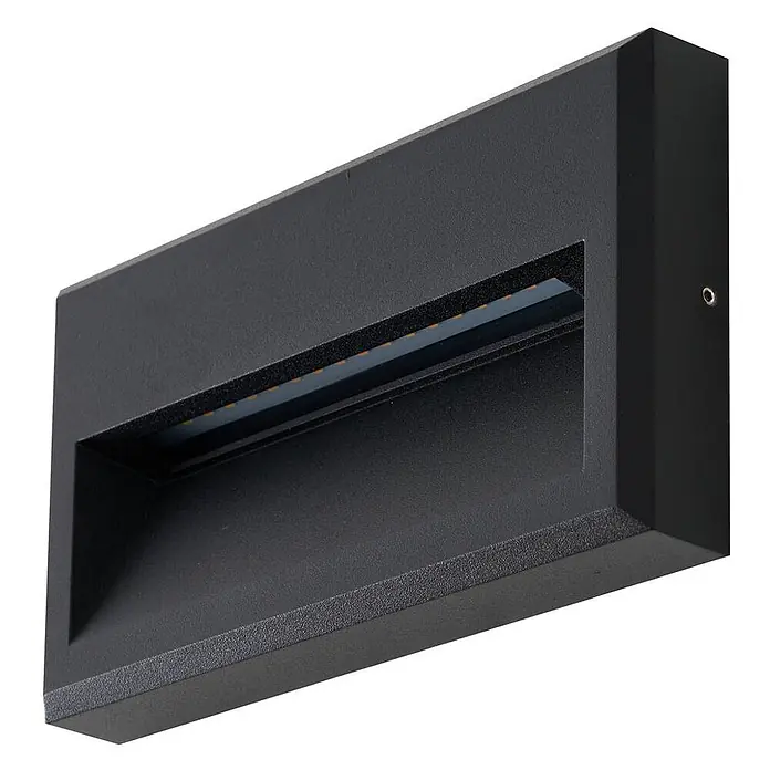 Lucande Außenwandleuchte Weno - 3,5 x 22,7 x 12,7 cm, schwarz, IP65 - Rechteckige, dunkelgraue LED-Außenwandleuchte mit Textur für Abwärtsbeleuchtung.