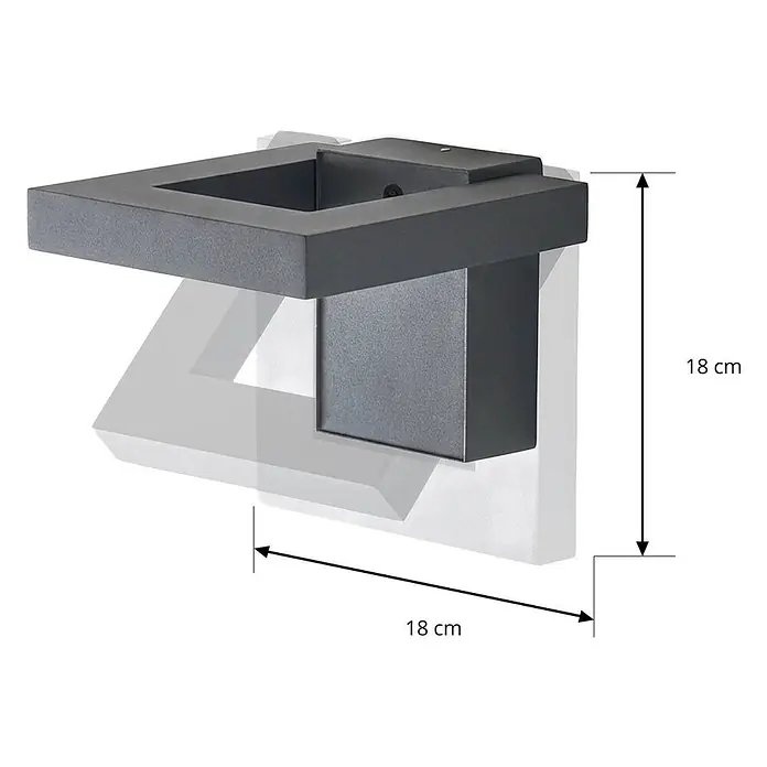 Lindby Außenwandleuchte Orbin - alu / grau / zink, IP54 - Moderne anthrazitfarbene quadratische Wandleuchte, 18x18 cm, für indirekte Wandbeleuchtung.