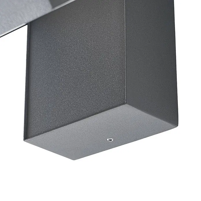 Lindby Außenwandleuchte Orbin - alu / grau / zink, IP54 - Dunkelgraue texturierte Außenleuchte, rechteckig mit kleiner Lichtöffnung unten.