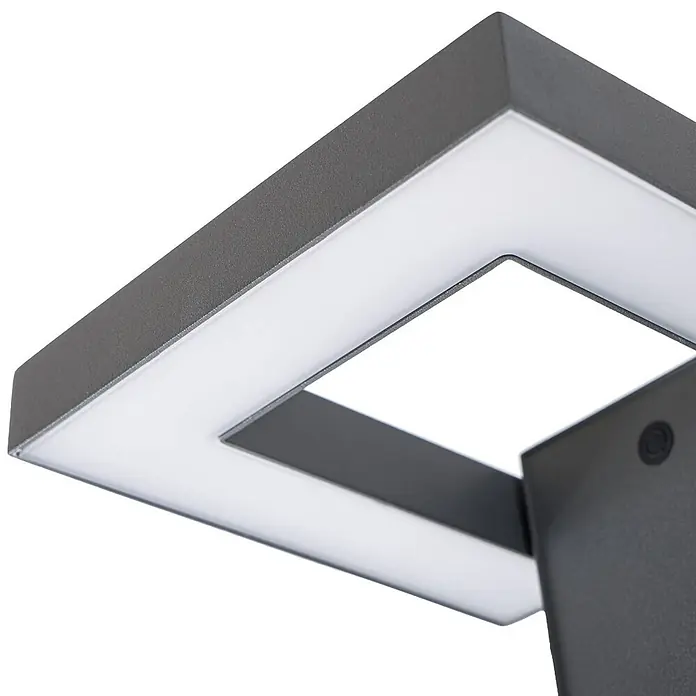 Lindby Außenwandleuchte Orbin - alu / grau / zink, IP54 - Moderne dunkelgraue quadratische LED-Außenleuchte mit weißem Diffusor.